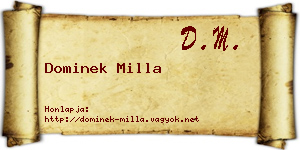 Dominek Milla névjegykártya